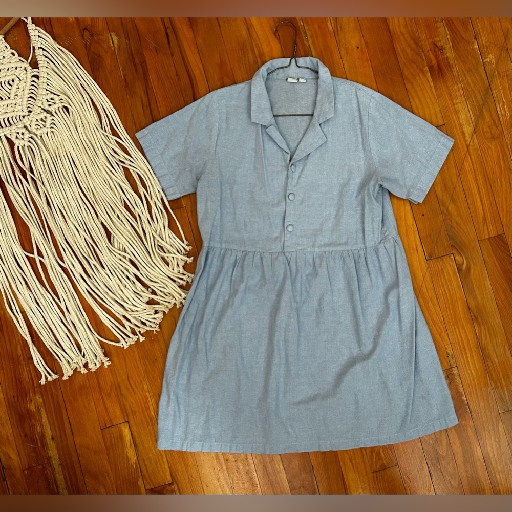 Vintage blue button down dress
